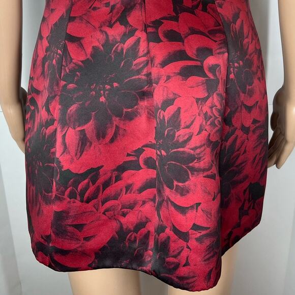 NBD x Revolve Comeback Floral Print Red Black Open Back A-Line Mini Dress - Picture 7 of 12